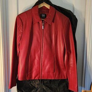 Fog City red Leather bomber jacket